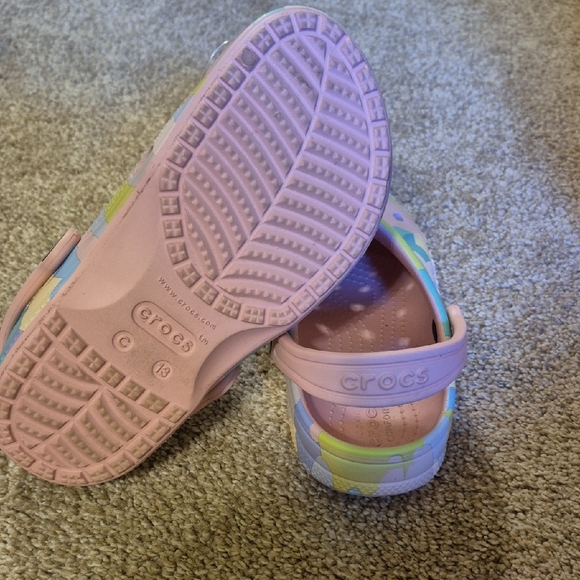 CROCS Pink and Blue Sandals Dreamy Watercolor Design - Picture 2 of 5